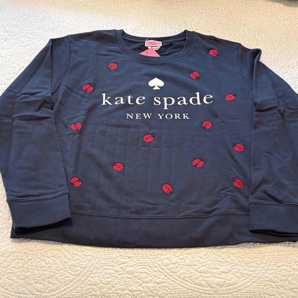 Kate Spade Navy Embroidered Sweatshirt Sz XL